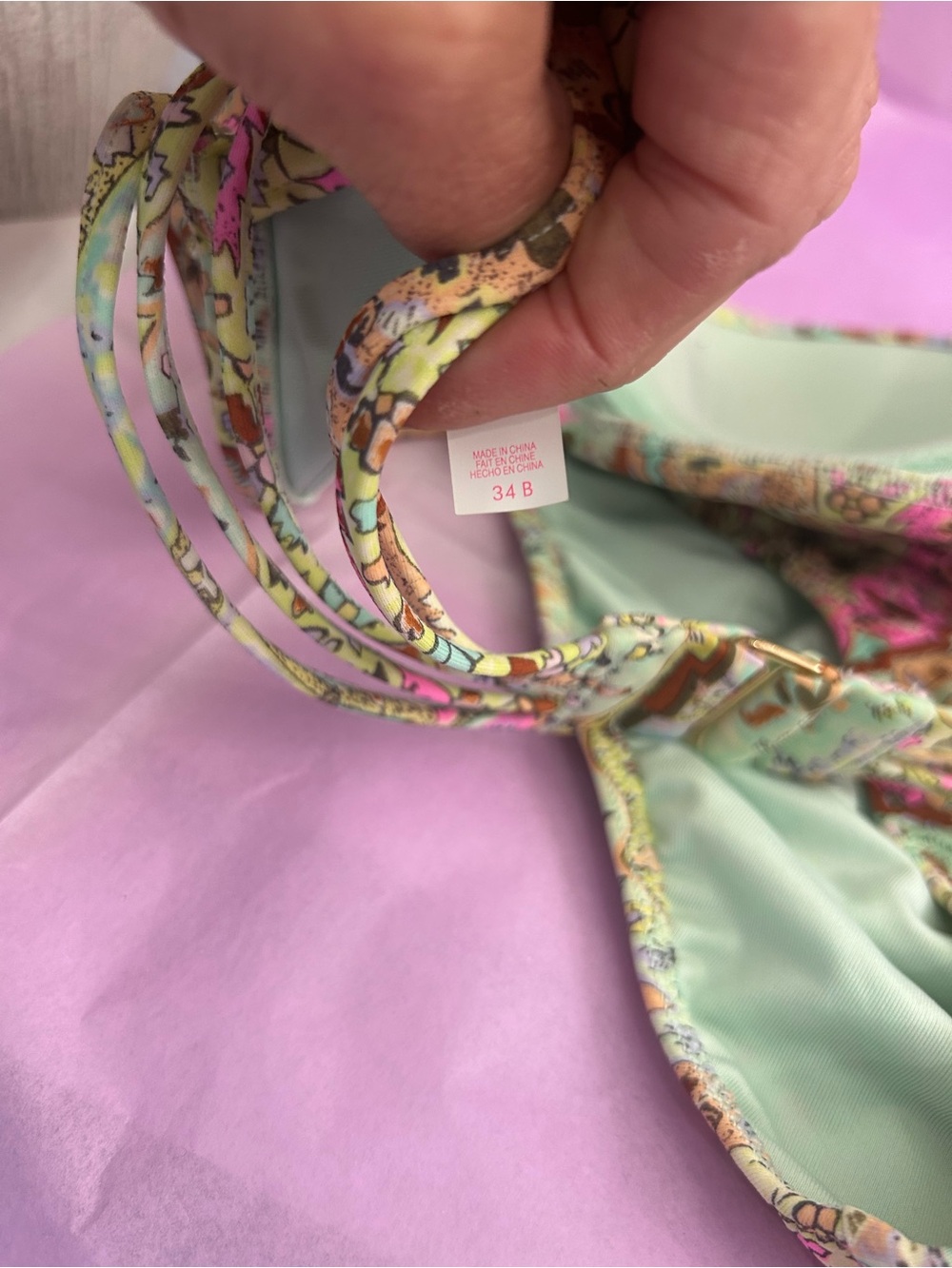Victoria’s Secret Paisley Print Bandeau Bikini Set in Mint and Pink - Picture 5 of 8